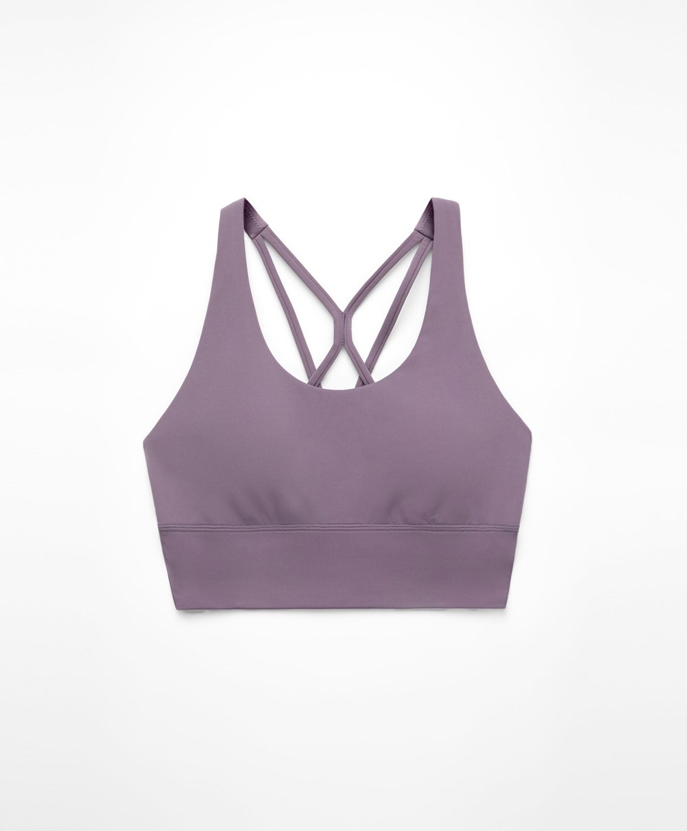 Oysho Medium-support Sports Bra With Cups Grey-lilac | NVTSZA-987