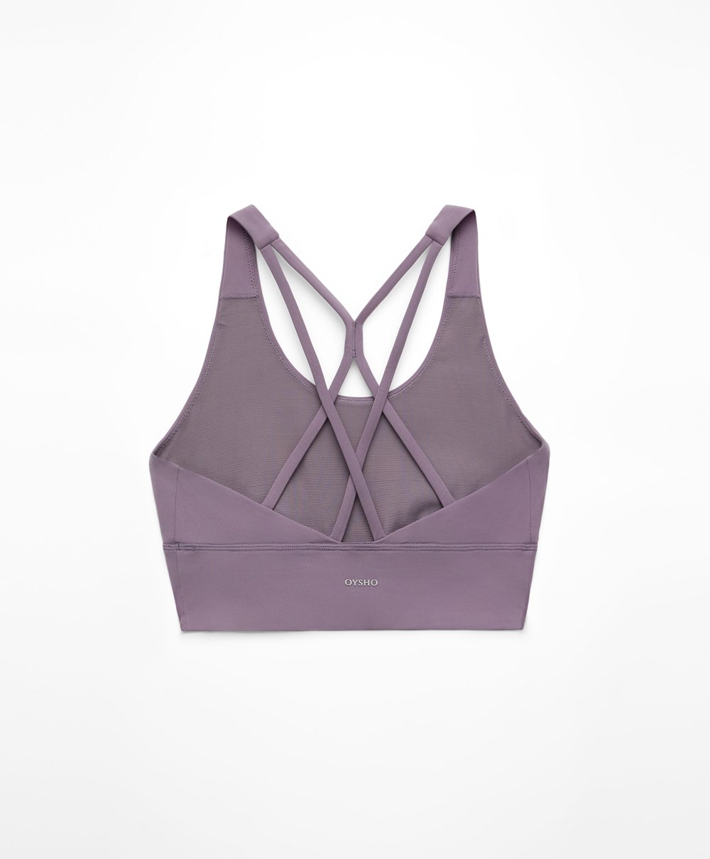 Oysho Medium-support Sports Bra With Cups Grey-lilac | NVTSZA-987