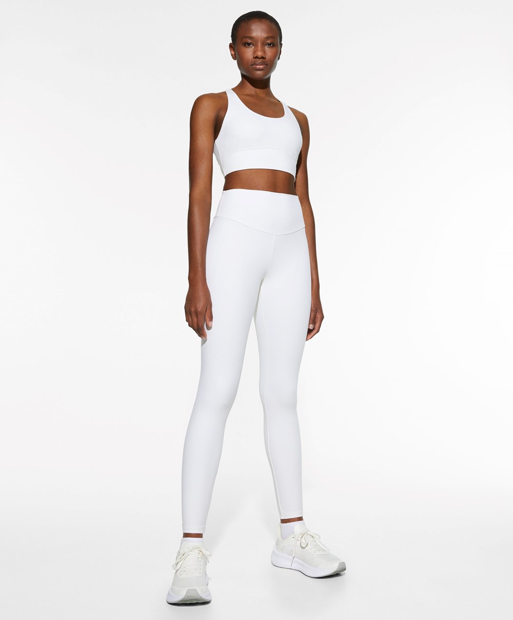 Oysho Medium-support Sports Bra With Cups Fehér | QPYBXF-869