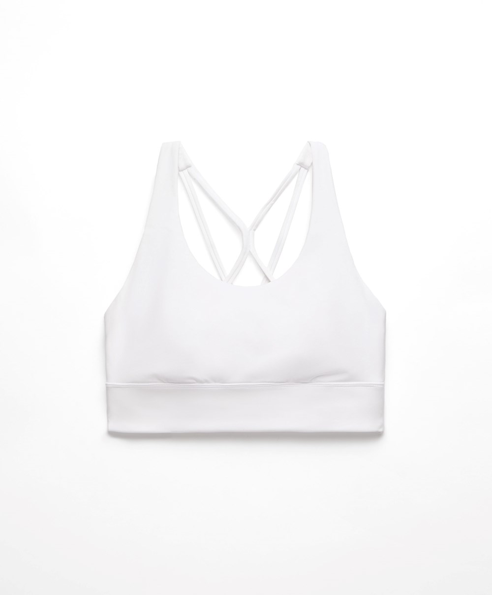 Oysho Medium-support Sports Bra With Cups Fehér | QPYBXF-869