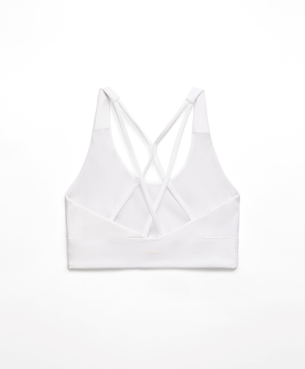 Oysho Medium-support Sports Bra With Cups Fehér | QPYBXF-869