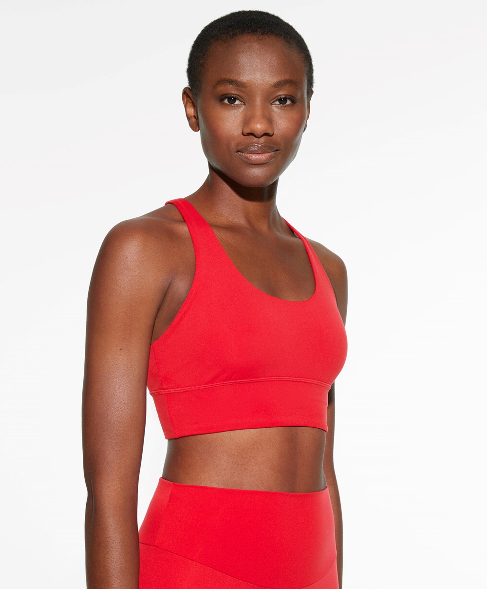 Oysho Medium-support Sports Bra With Cups Piros | TCXEBN-714