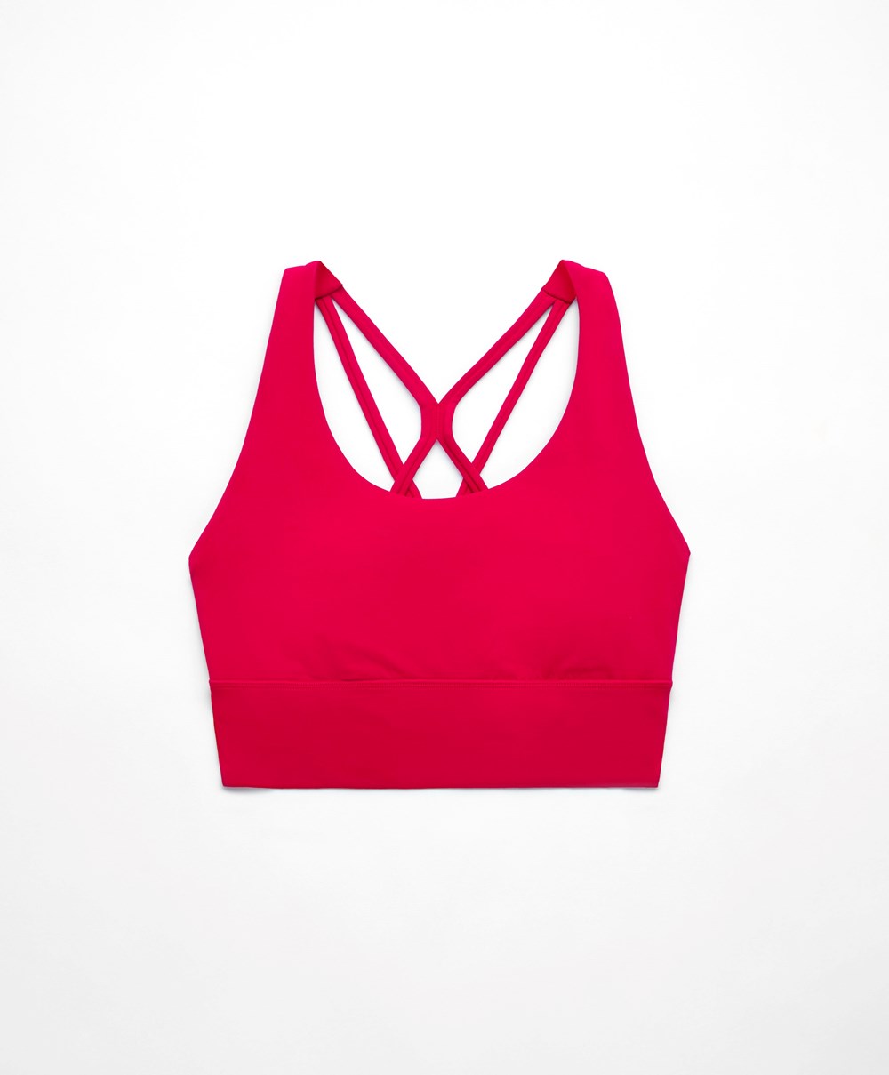 Oysho Medium-support Sports Bra With Cups Piros | TCXEBN-714