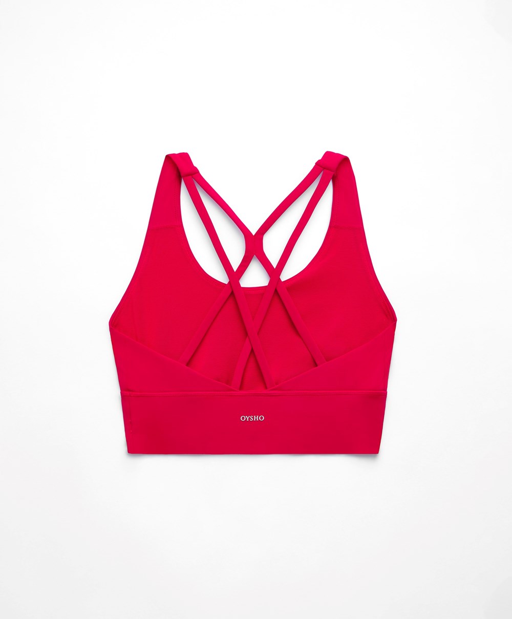 Oysho Medium-support Sports Bra With Cups Piros | TCXEBN-714