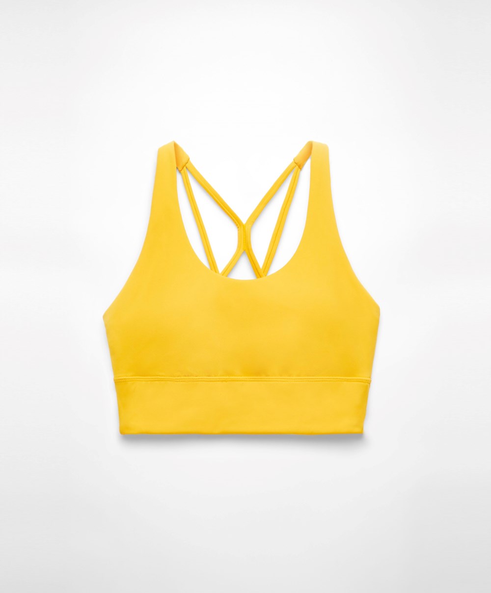 Oysho Medium-support Sports Bra With Cups Sárga | TEXRJS-478