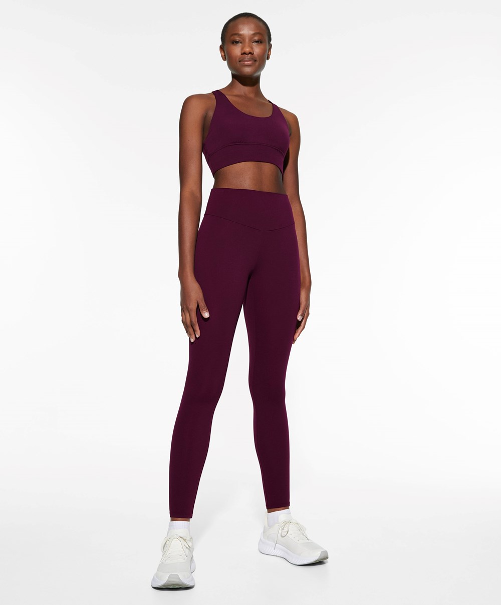 Oysho Medium-support Sports Bra With Cups Lila | VZMRLJ-584