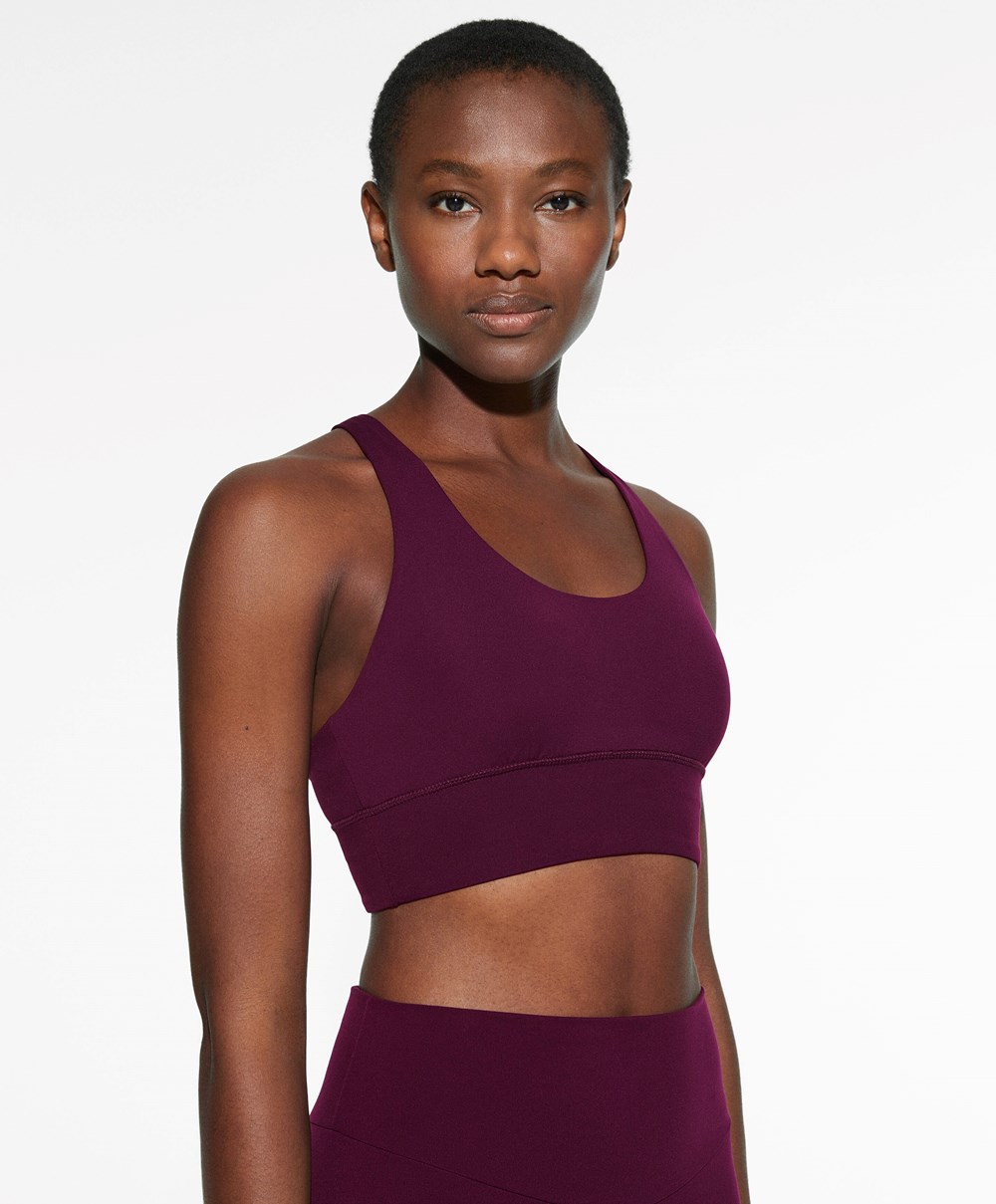 Oysho Medium-support Sports Bra With Cups Lila | VZMRLJ-584