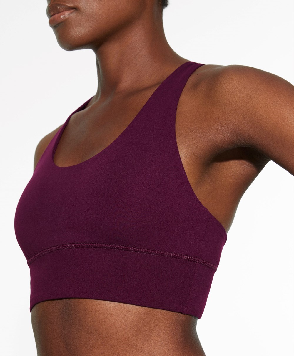 Oysho Medium-support Sports Bra With Cups Lila | VZMRLJ-584