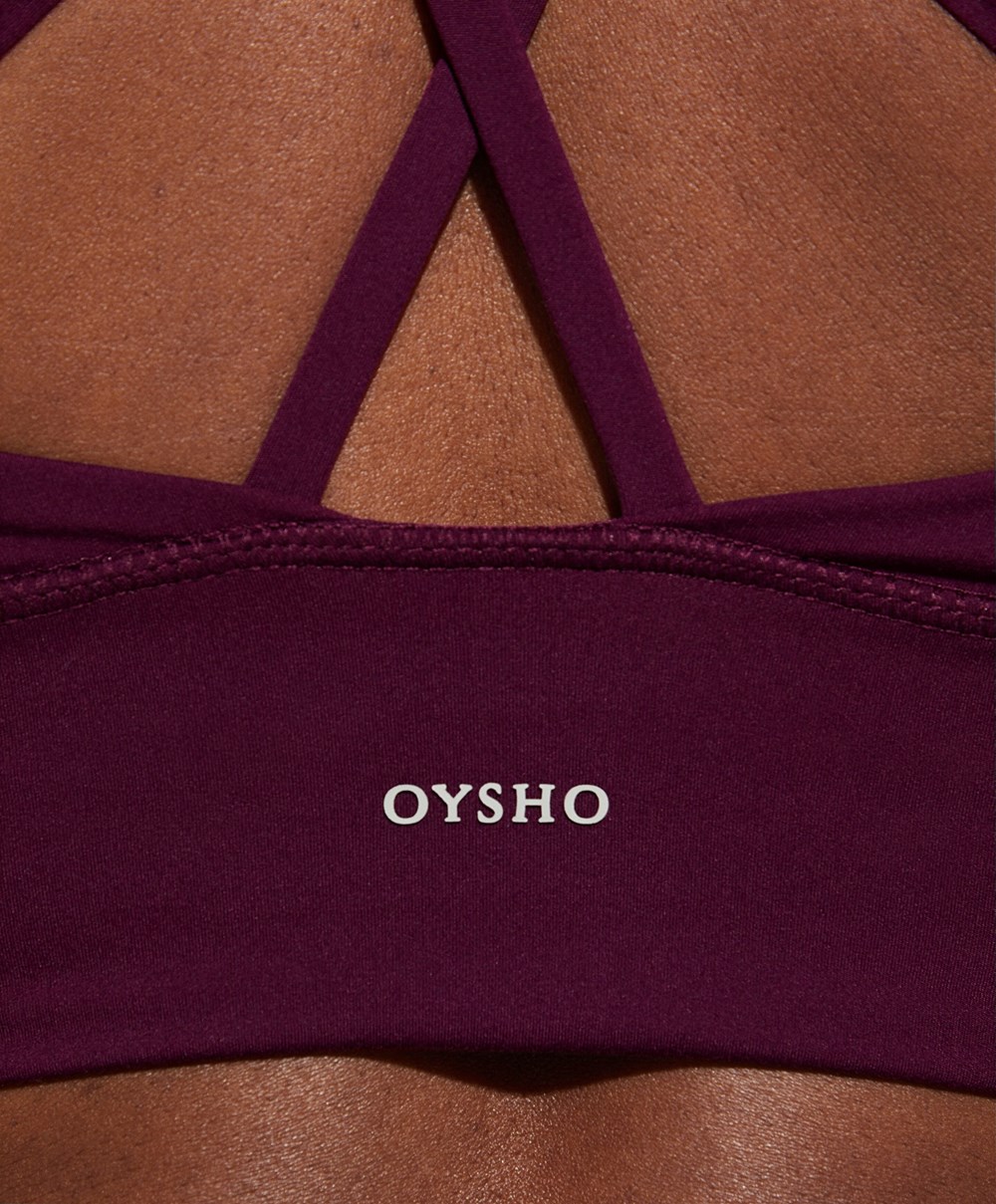 Oysho Medium-support Sports Bra With Cups Lila | VZMRLJ-584