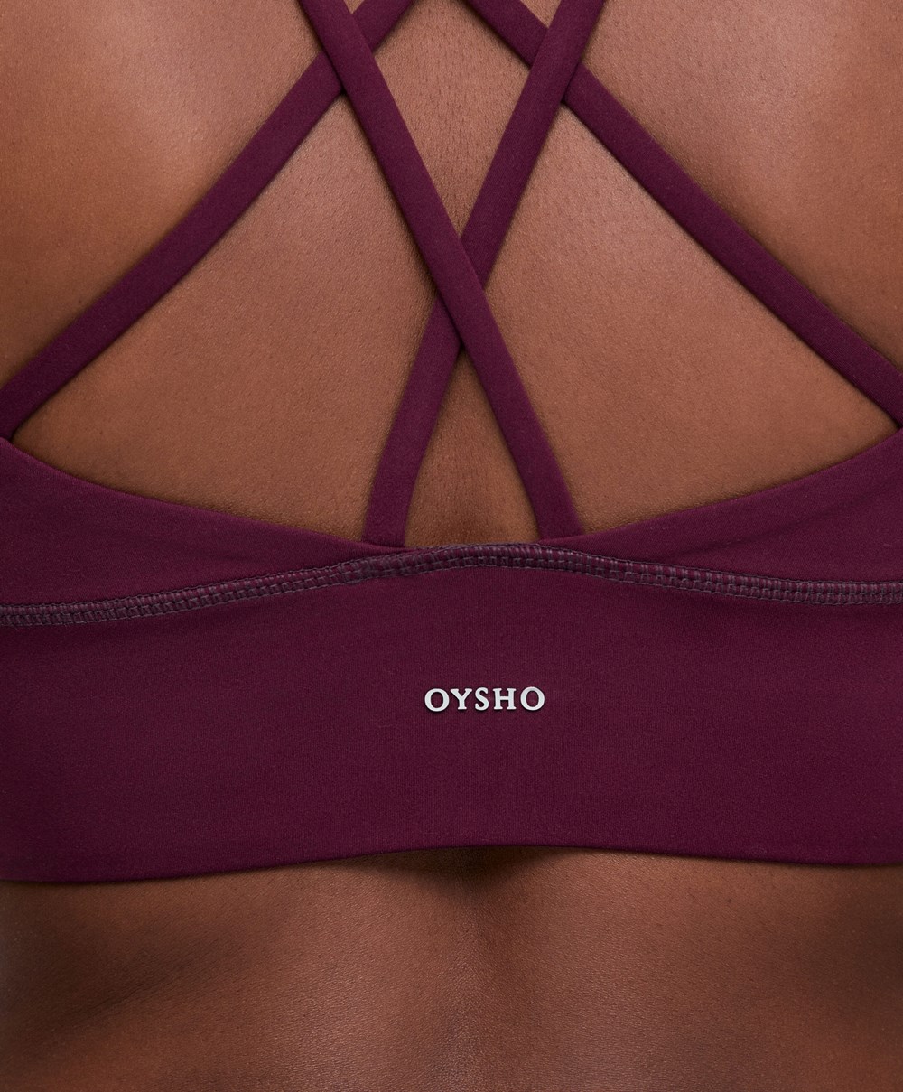 Oysho Medium-support Sports Bra With Cups Lila | VZMRLJ-584