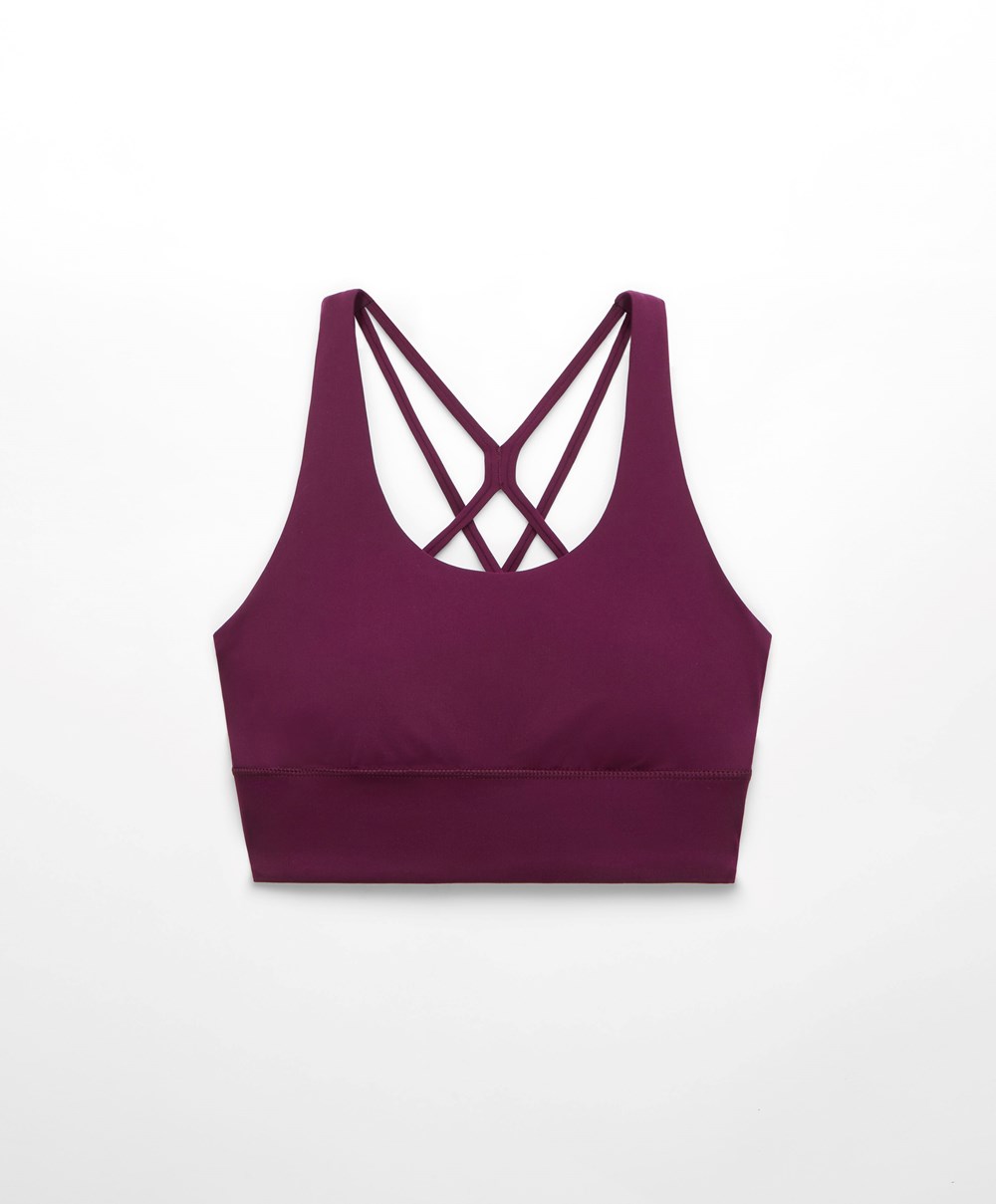 Oysho Medium-support Sports Bra With Cups Lila | VZMRLJ-584