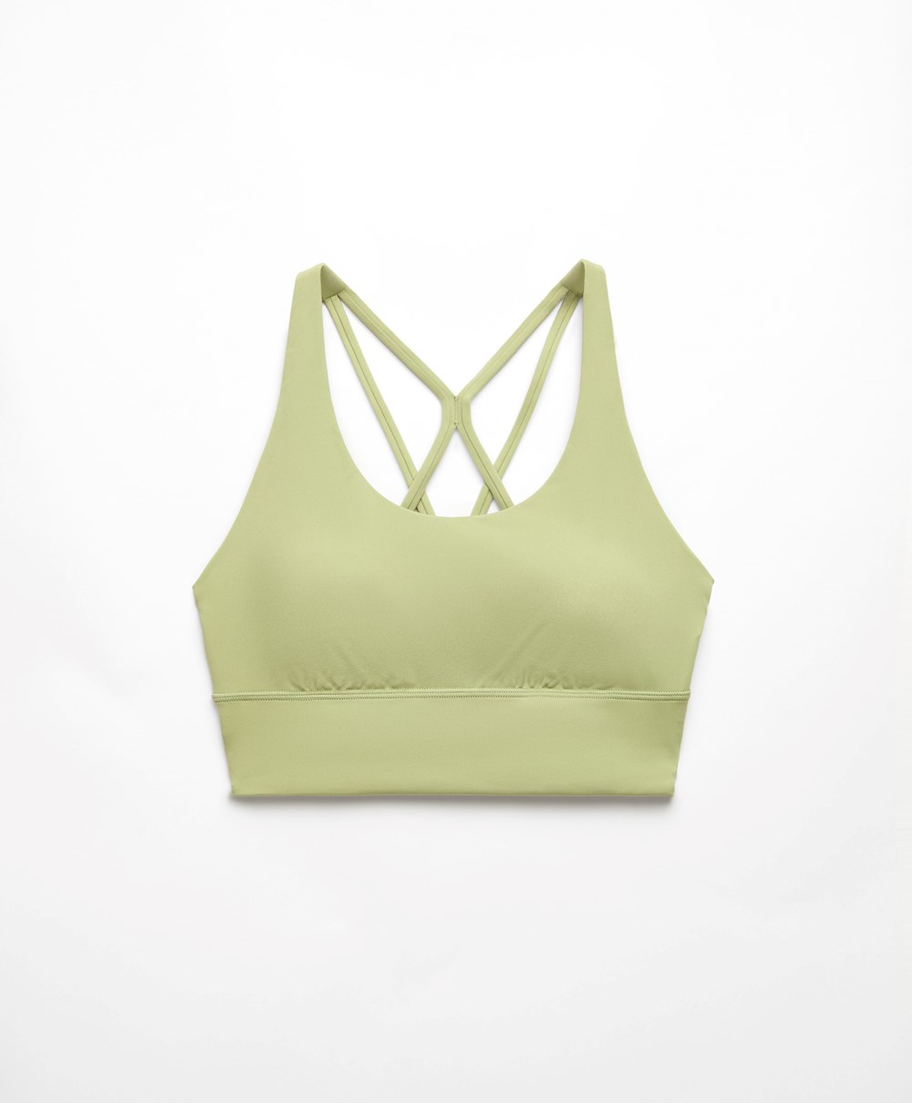 Oysho Medium-support Sports Bra With Cups Zöld | WOTSJC-791