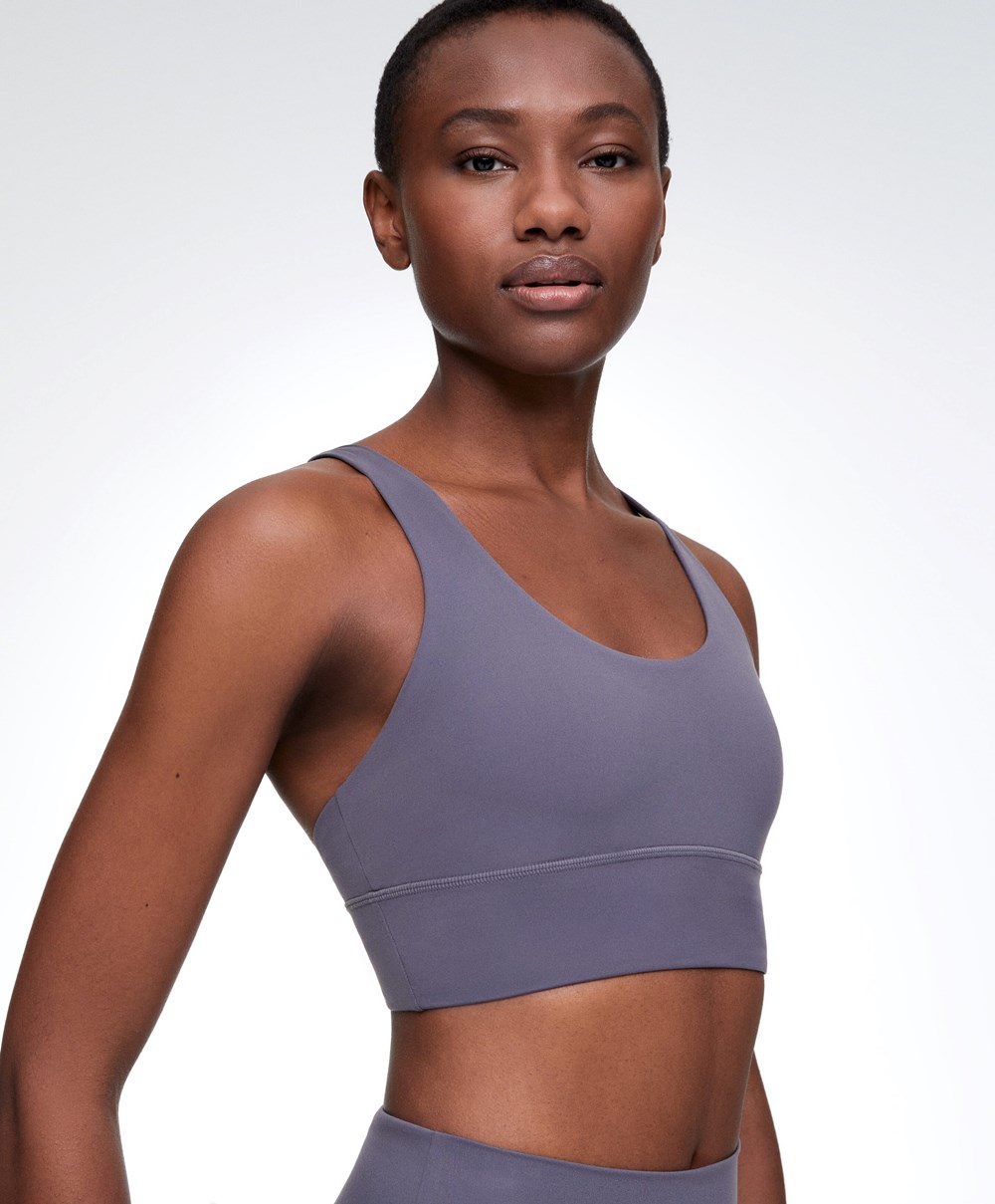 Oysho Medium-support Sports Bra With Cups Kék | YIMPST-275