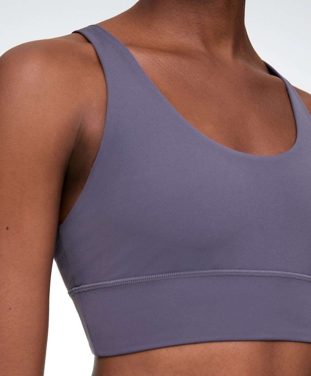 Oysho Medium-support Sports Bra With Cups Kék | YIMPST-275