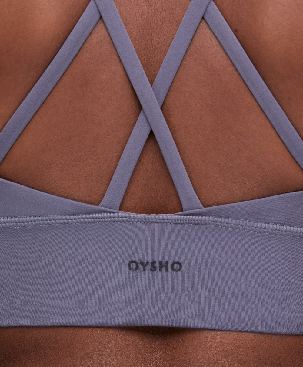 Oysho Medium-support Sports Bra With Cups Kék | YIMPST-275