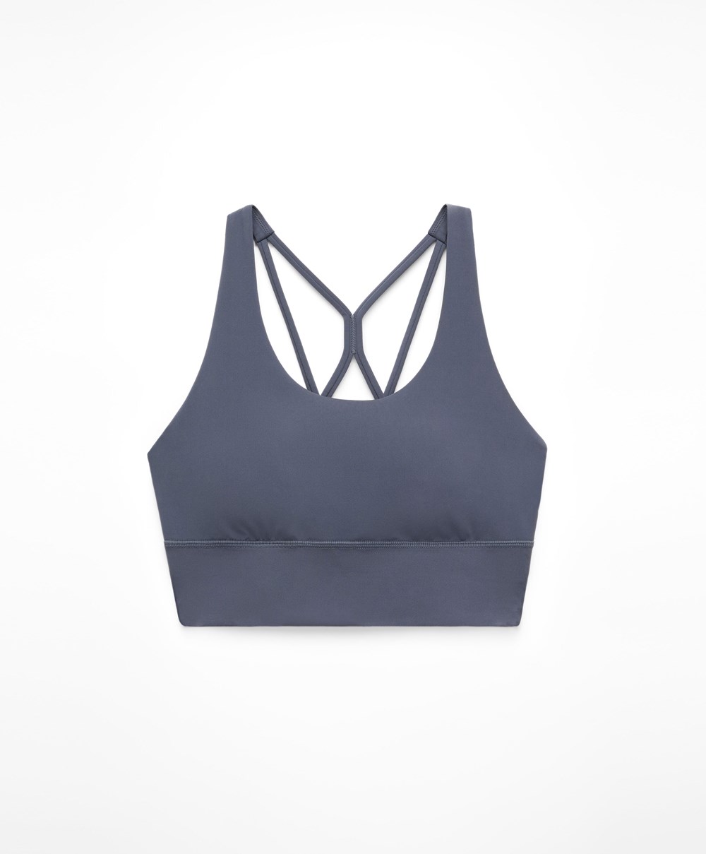 Oysho Medium-support Sports Bra With Cups Kék | YIMPST-275