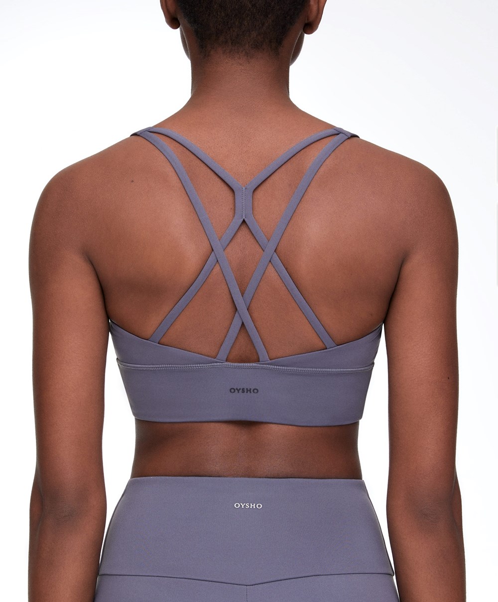 Oysho Medium-support Sports Bra With Cups Kék | YIMPST-275