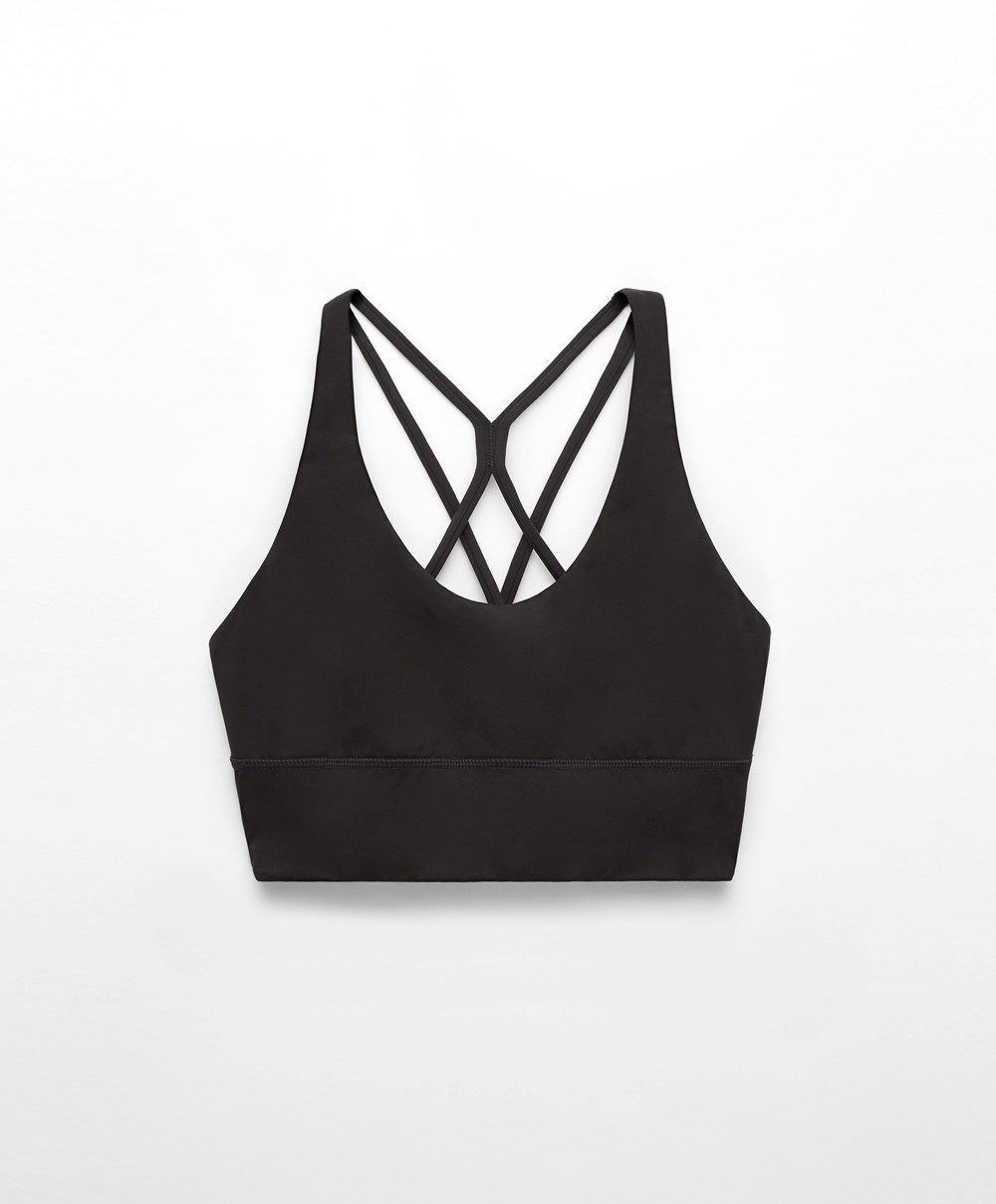 Oysho Medium-support Sports Bra With Cups Fekete | ZXUJQV-645