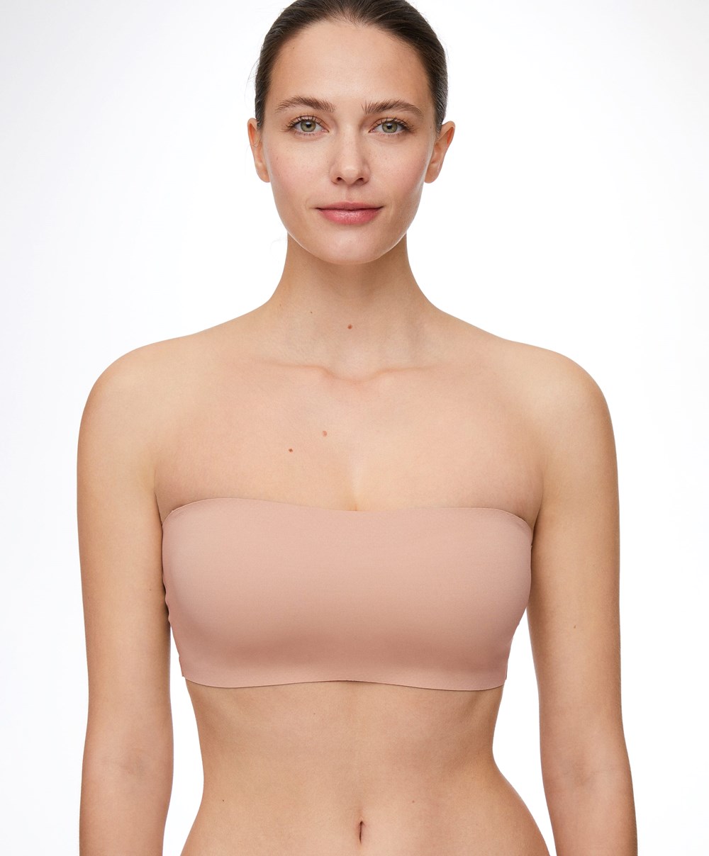 Oysho Microfibre Invisible Bandeau Bra With Removable Straps Bézs | YKQUMX-537