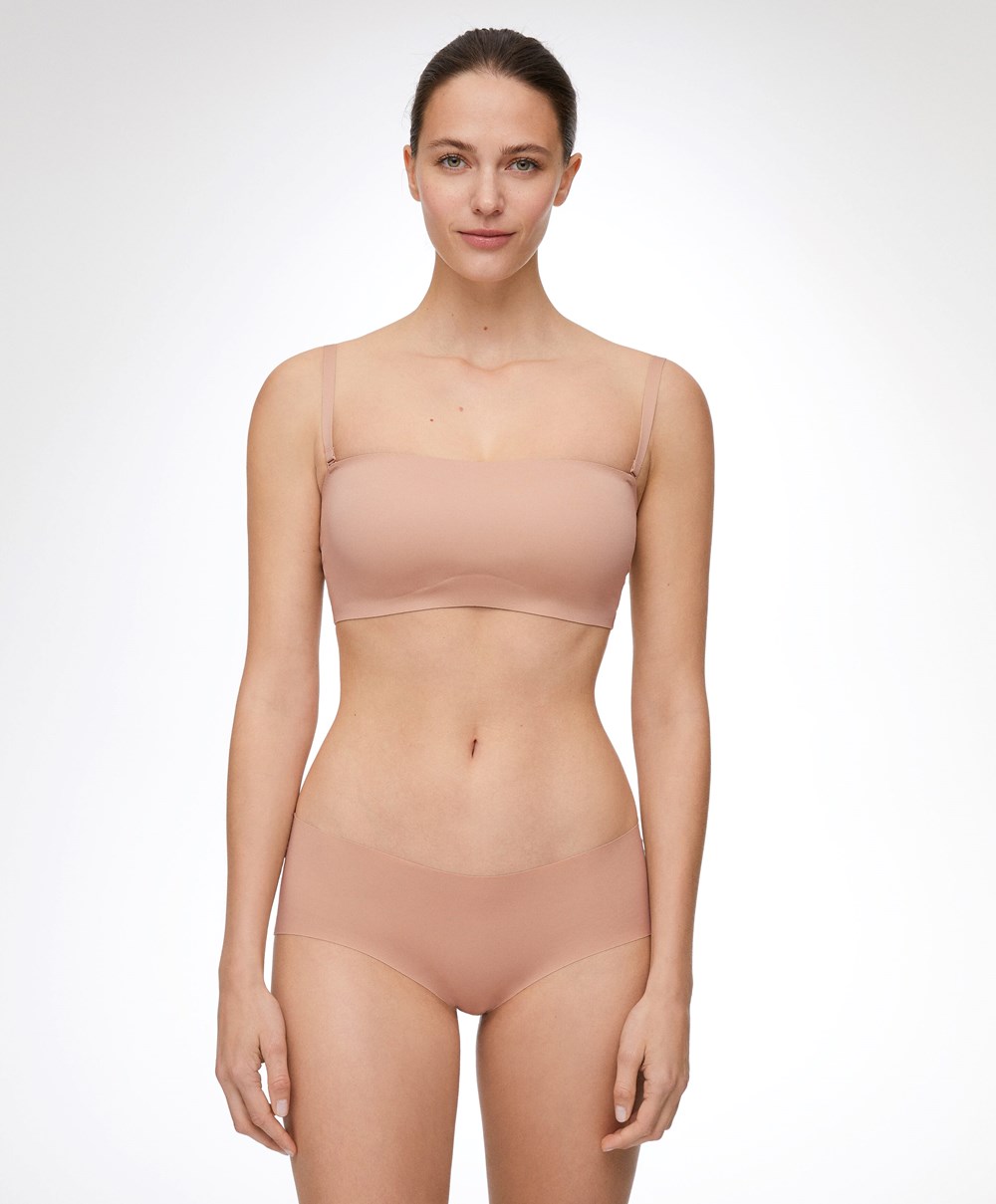 Oysho Microfibre Invisible Bandeau Bra With Removable Straps Bézs | YKQUMX-537