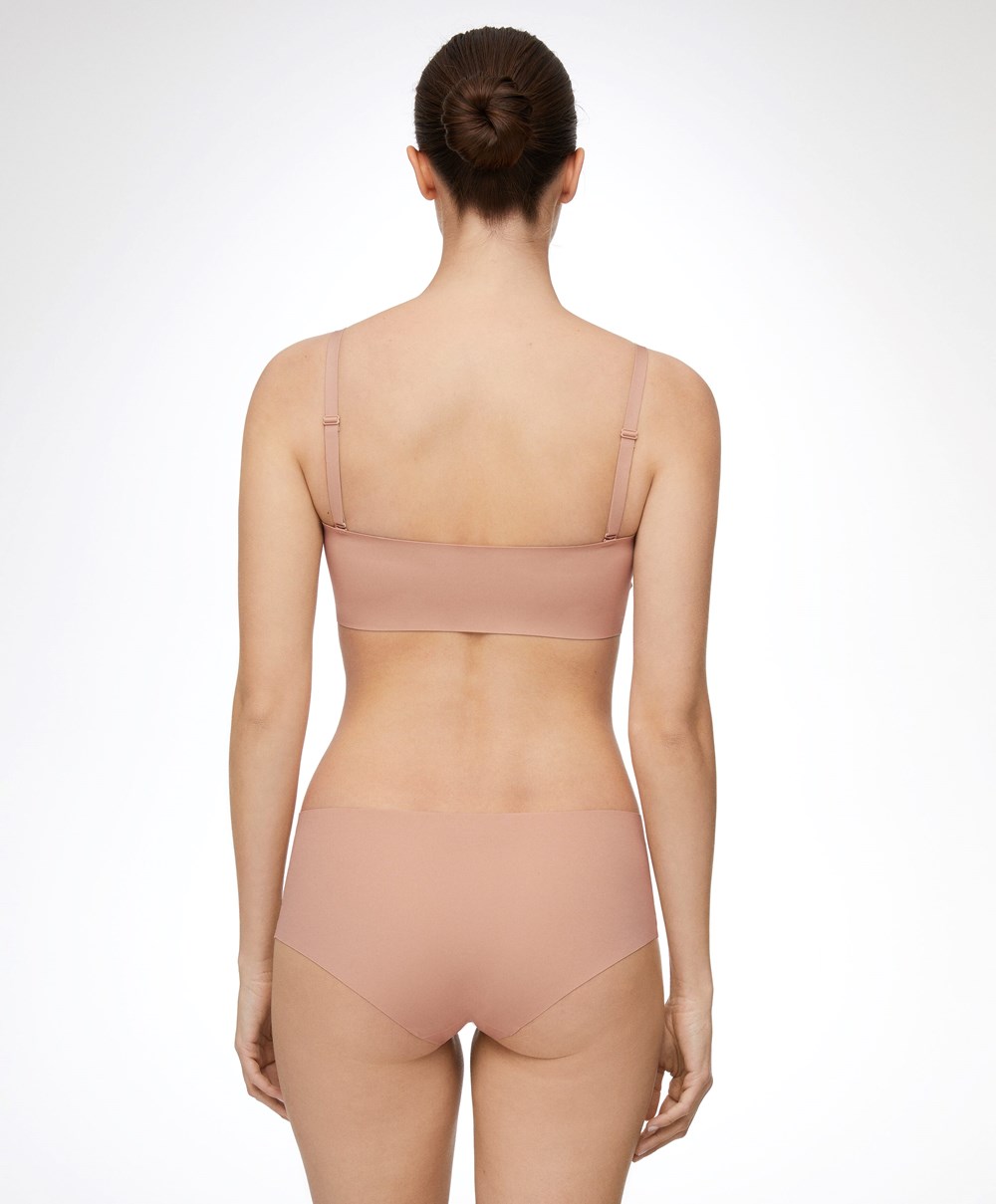 Oysho Microfibre Invisible Bandeau Bra With Removable Straps Bézs | YKQUMX-537