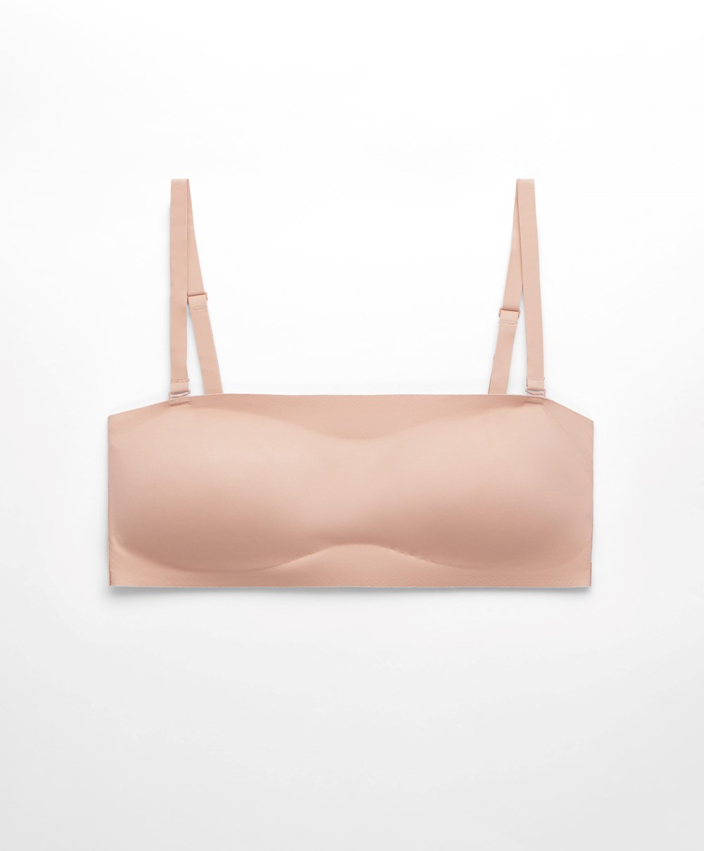 Oysho Microfibre Invisible Bandeau Bra With Removable Straps Bézs | YKQUMX-537