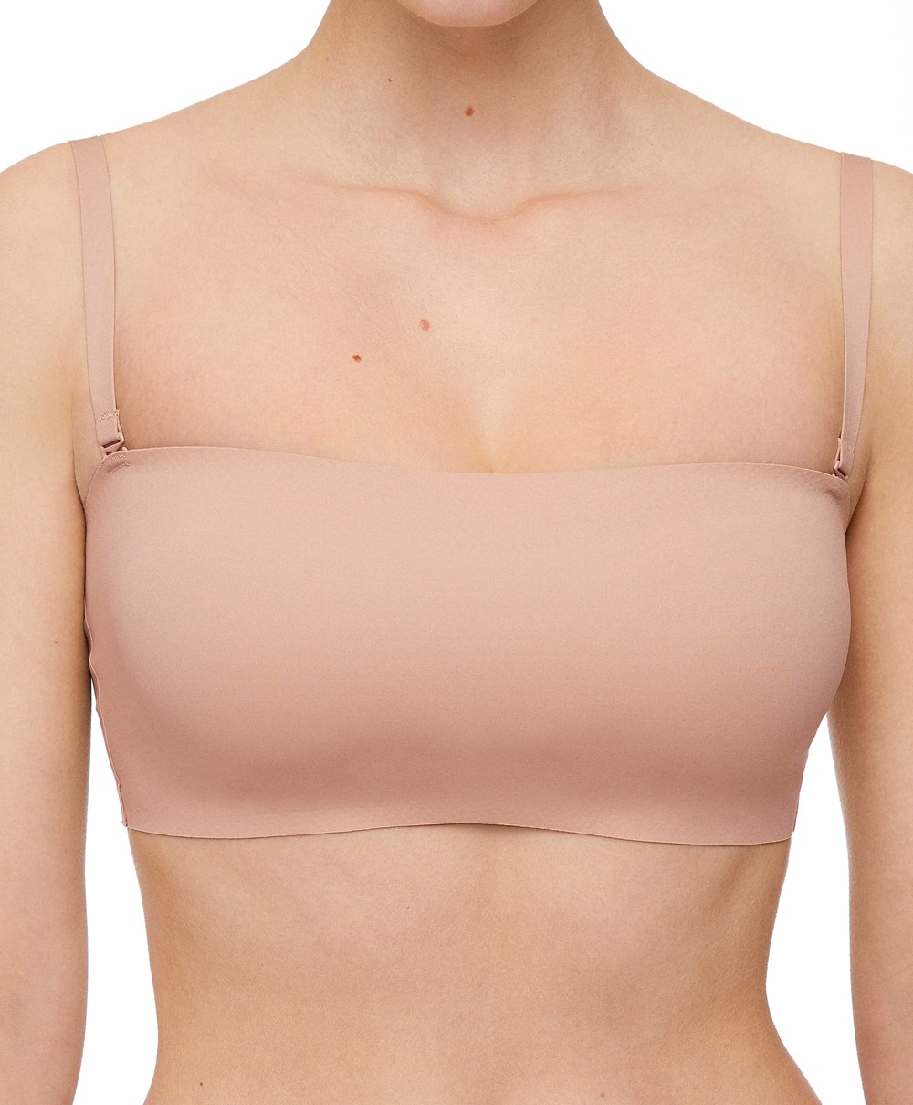 Oysho Microfibre Invisible Bandeau Bra With Removable Straps Bézs | YKQUMX-537