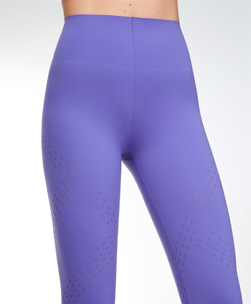 Oysho Microperforated 65cm Compressive Leggings Violet | OQJGSV-410