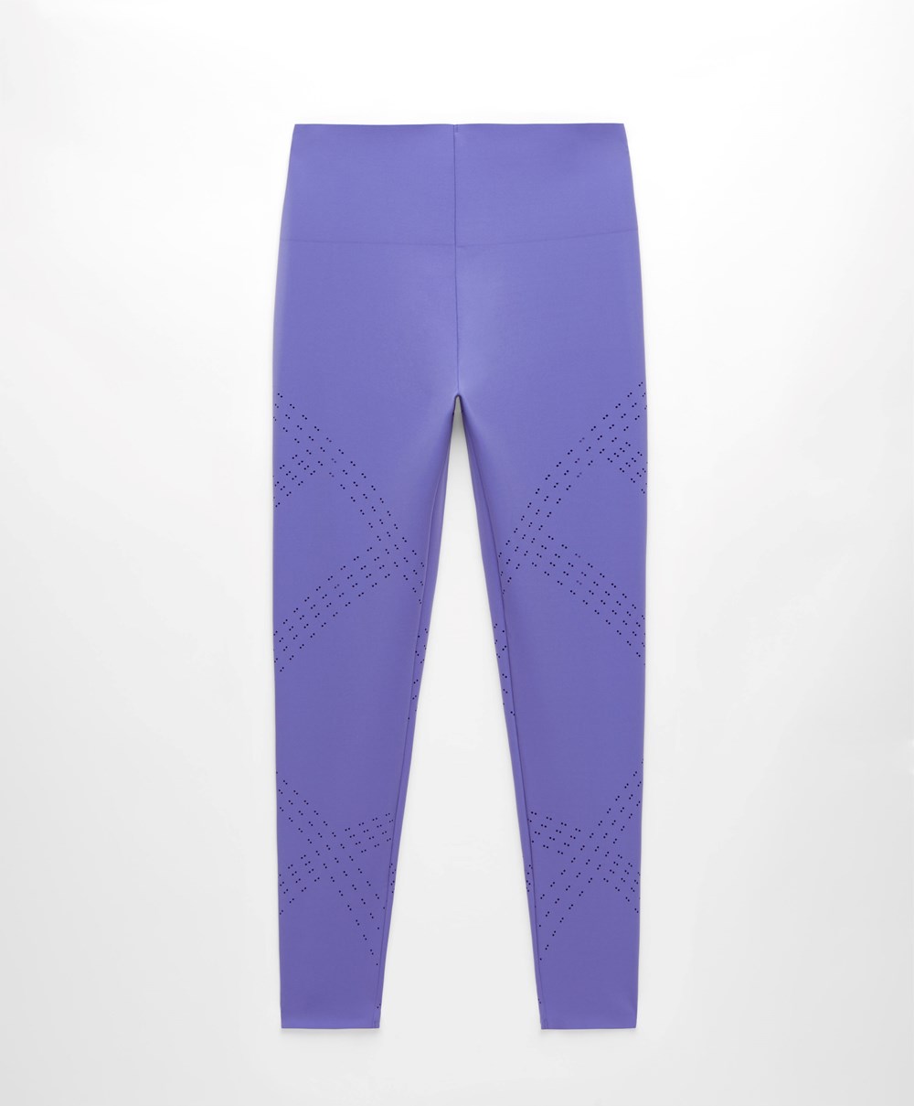 Oysho Microperforated 65cm Compressive Leggings Violet | OQJGSV-410