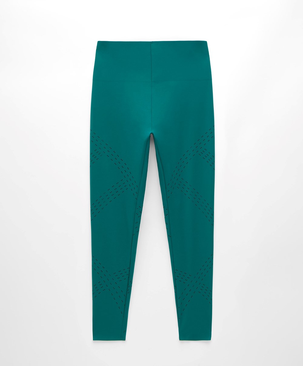 Oysho Microperforated 65cm Compressive Leggings Zöld | WLTGPK-786