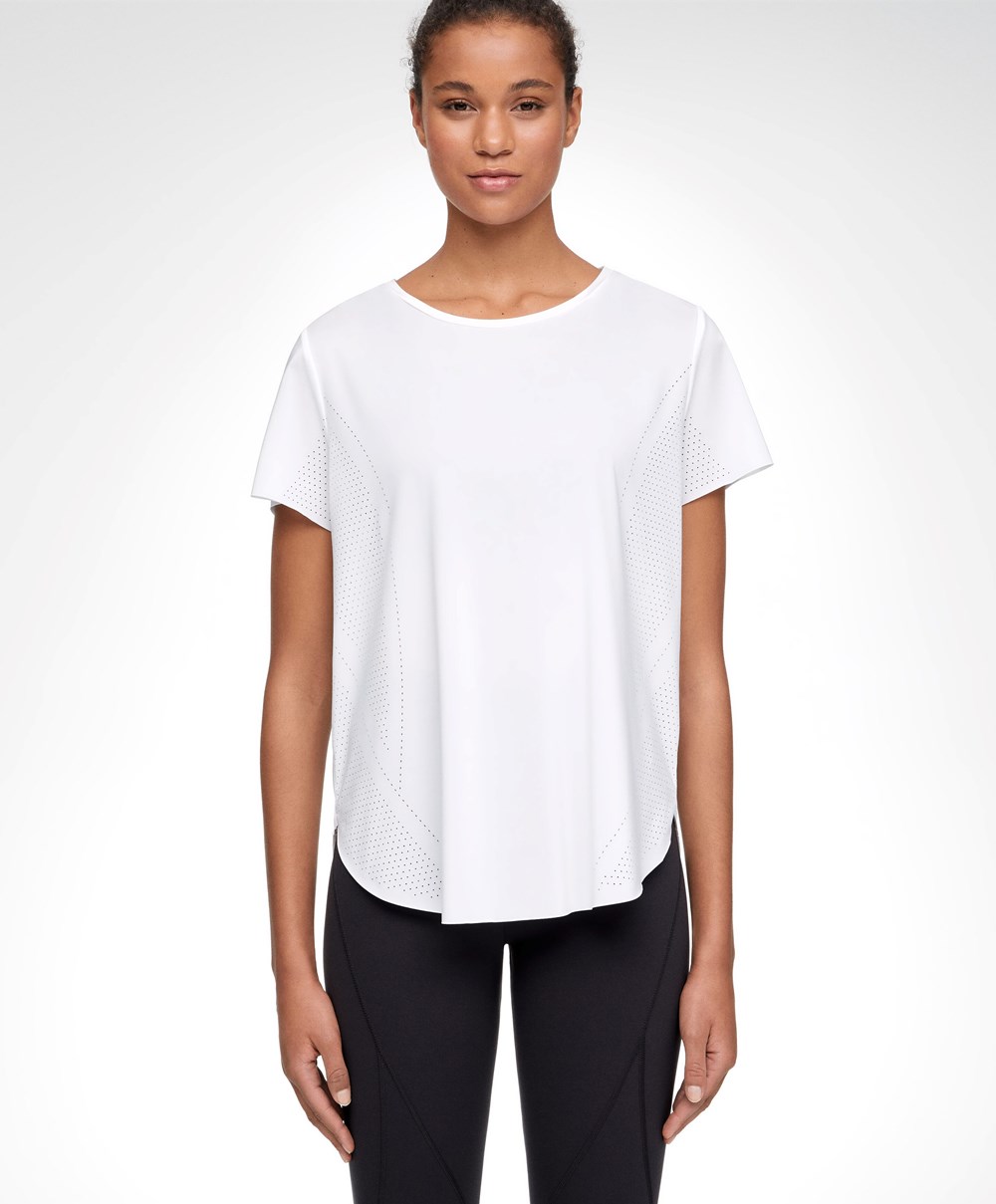 Oysho Microperforated Rövid-sleeved Technical T-shirt Fehér | CQBRGW-820