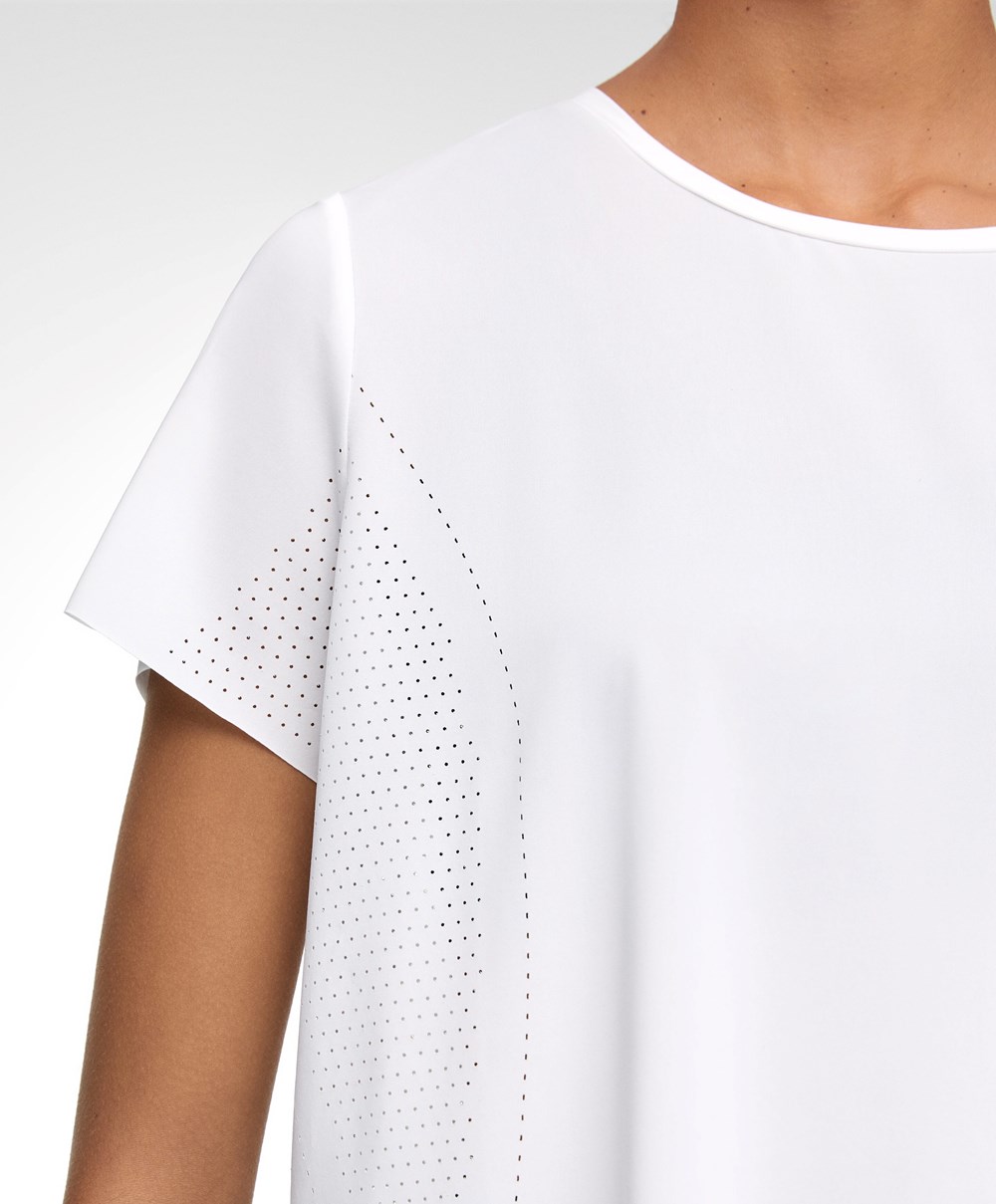 Oysho Microperforated Rövid-sleeved Technical T-shirt Fehér | CQBRGW-820