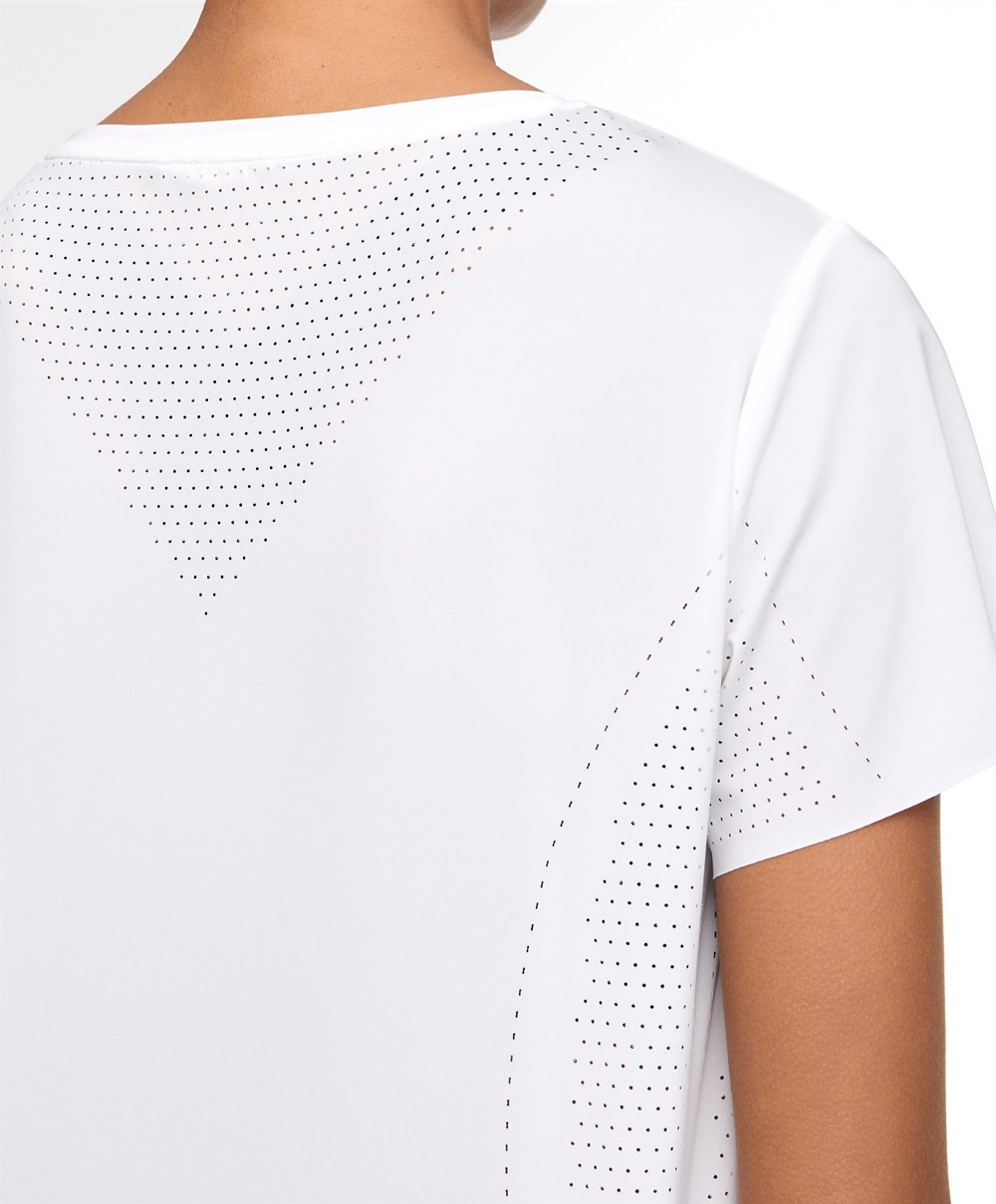 Oysho Microperforated Rövid-sleeved Technical T-shirt Fehér | CQBRGW-820