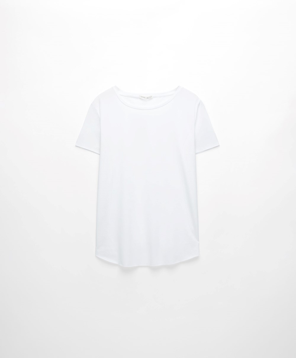 Oysho Microperforated Rövid-sleeved Technical T-shirt Fehér | CQBRGW-820