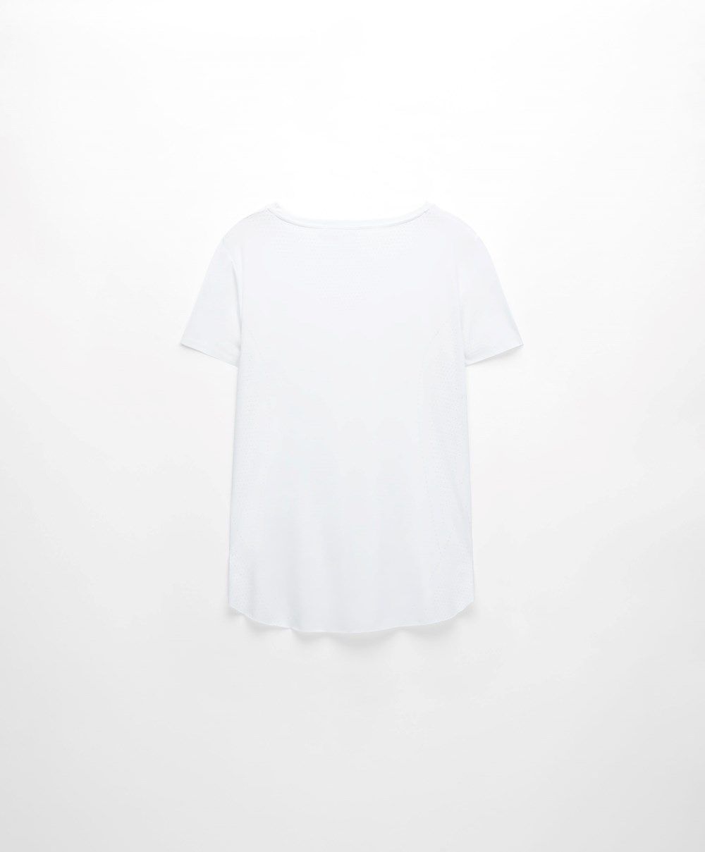 Oysho Microperforated Rövid-sleeved Technical T-shirt Fehér | CQBRGW-820