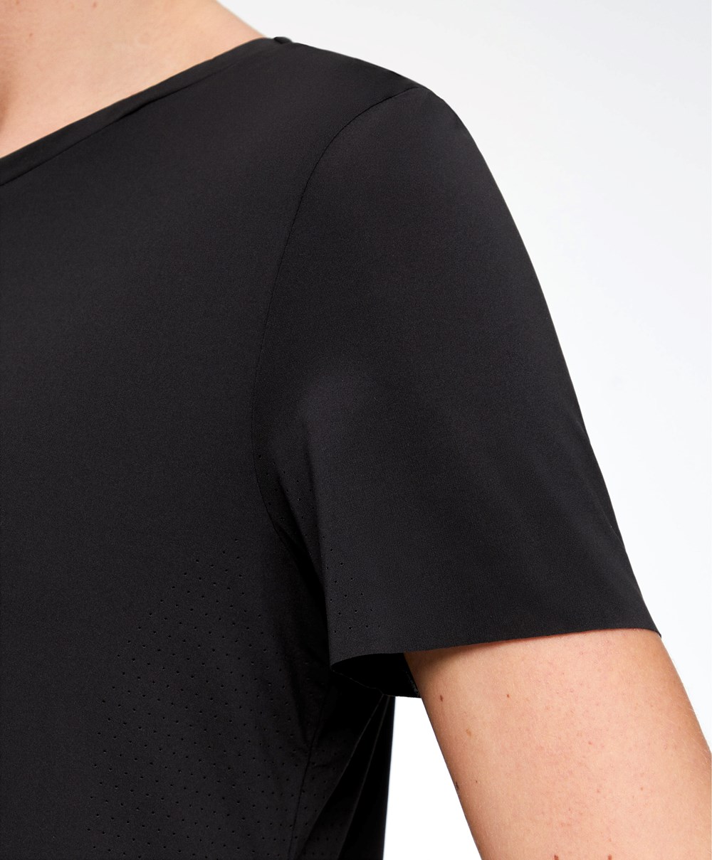 Oysho Microperforated Rövid-sleeved Technical T-shirt Fekete | KJSCEF-027