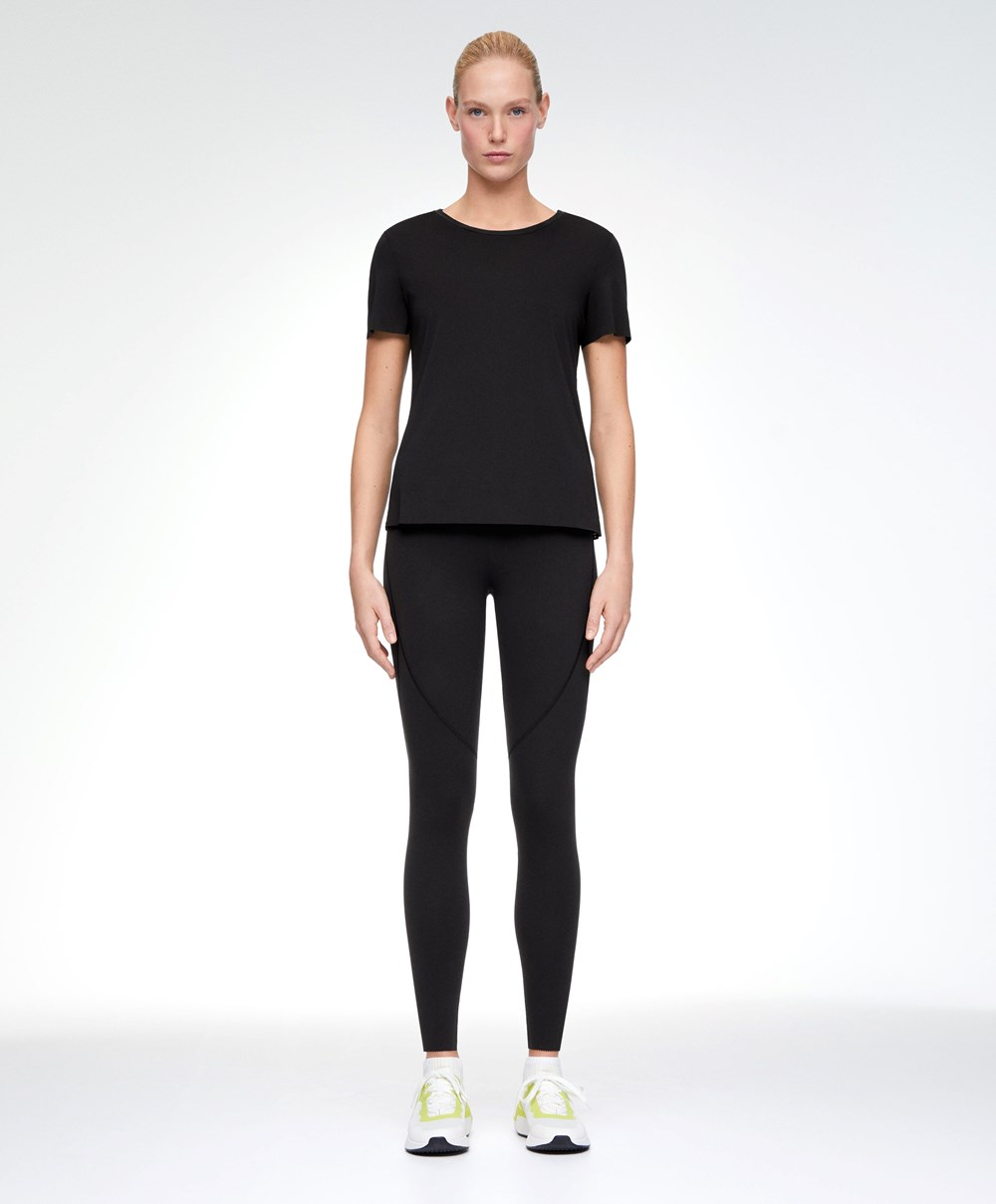 Oysho Microperforated Rövid-sleeved Technical T-shirt Fekete | KJSCEF-027