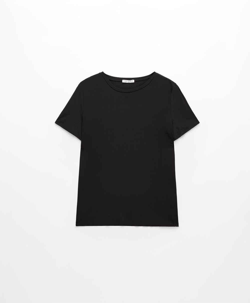 Oysho Microperforated Rövid-sleeved Technical T-shirt Fekete | KJSCEF-027