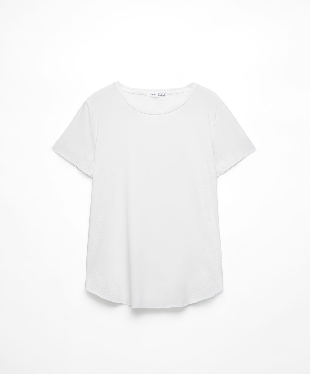 Oysho Microperforated Rövid-sleeved Technical T-shirt Fehér | QRLEWC-016