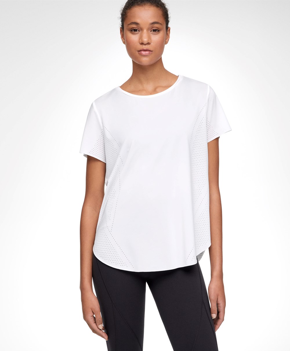 Oysho Microperforated Rövid-sleeved Technical T-shirt Fehér | QRLEWC-016