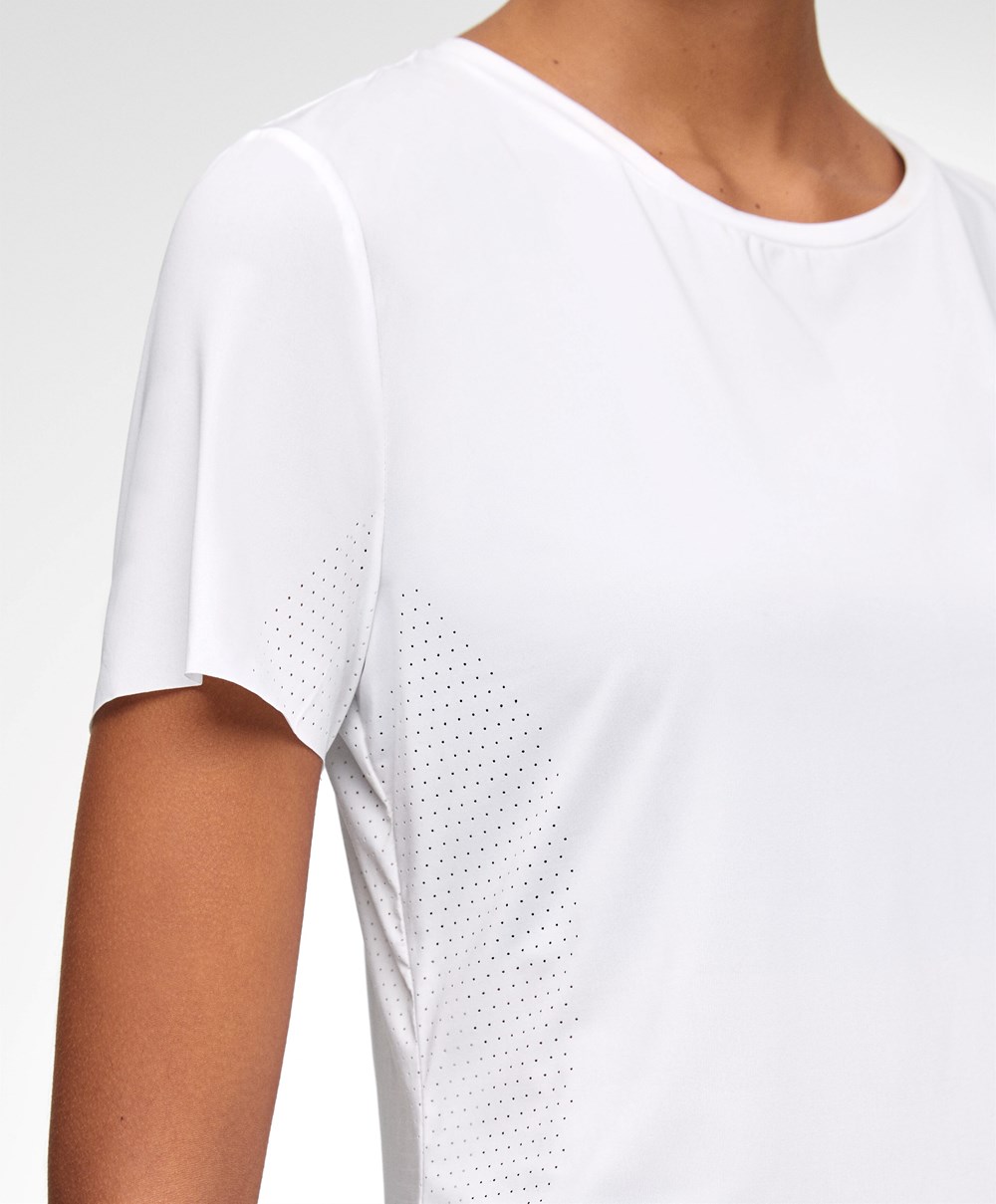 Oysho Microperforated Rövid-sleeved Technical T-shirt Fehér | SGVFUO-392