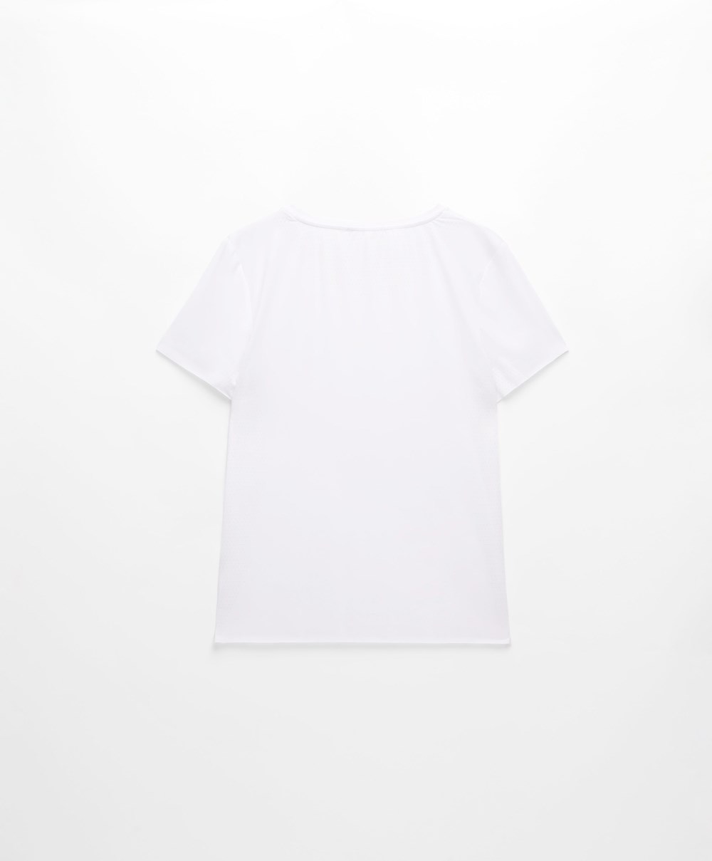 Oysho Microperforated Rövid-sleeved Technical T-shirt Fehér | SGVFUO-392