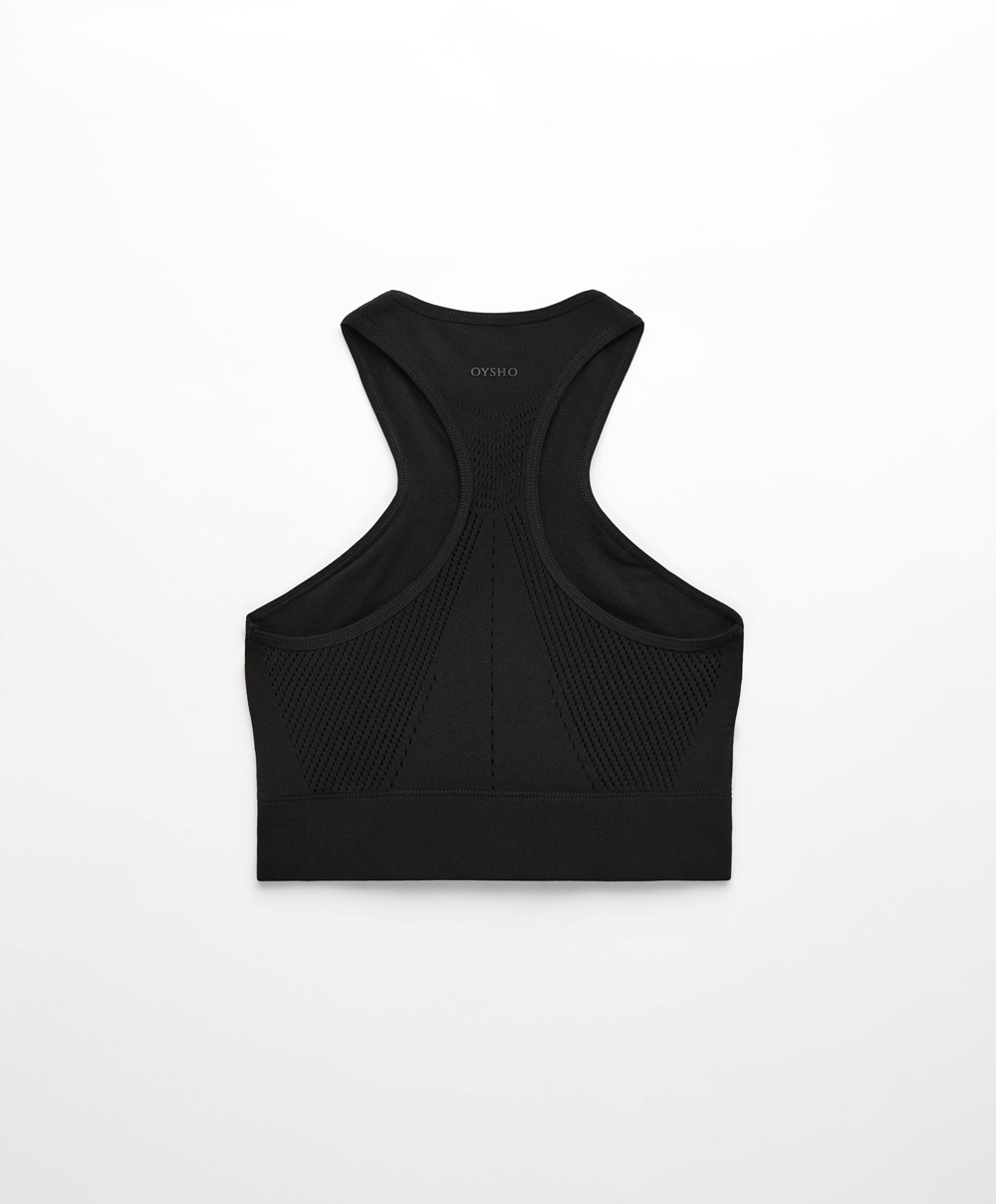 Oysho Microperforated Seamless Tank Top Fekete | IGURQF-958