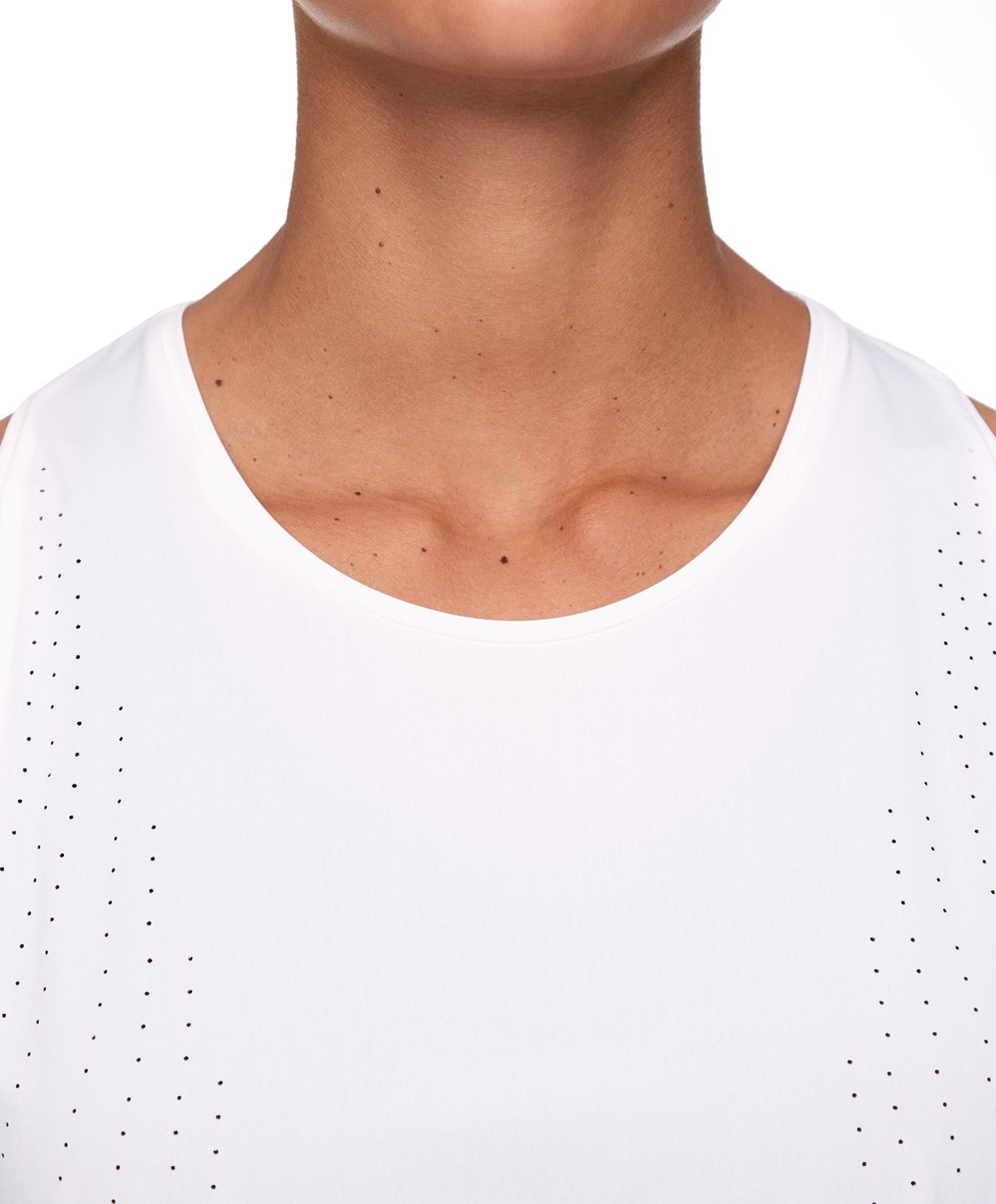 Oysho Microperforated Technical Ujjatlan T-shirt Fehér | BPVEYR-247