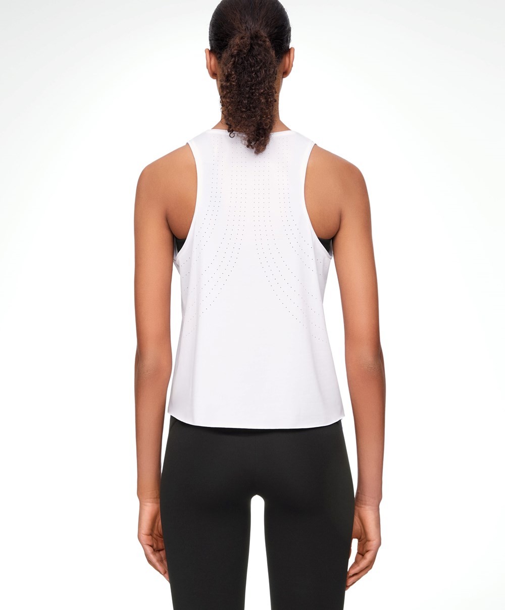 Oysho Microperforated Technical Ujjatlan T-shirt Fehér | BPVEYR-247