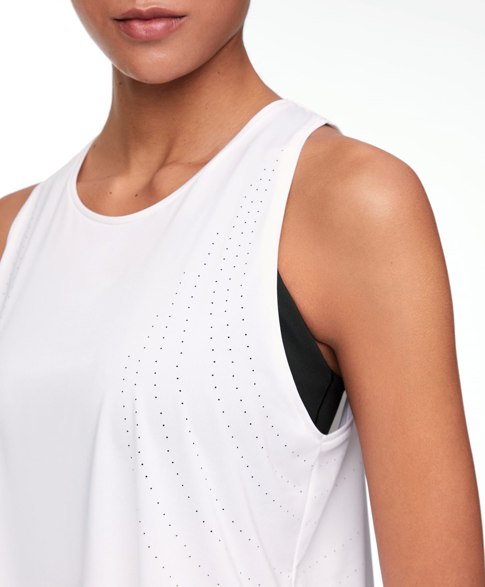 Oysho Microperforated Technical Ujjatlan T-shirt Fehér | BPVEYR-247