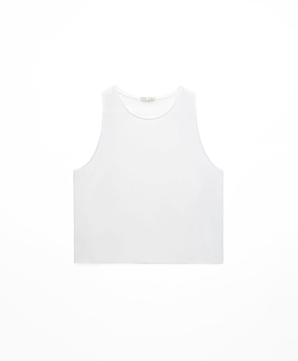 Oysho Microperforated Technical Ujjatlan T-shirt Fehér | BPVEYR-247