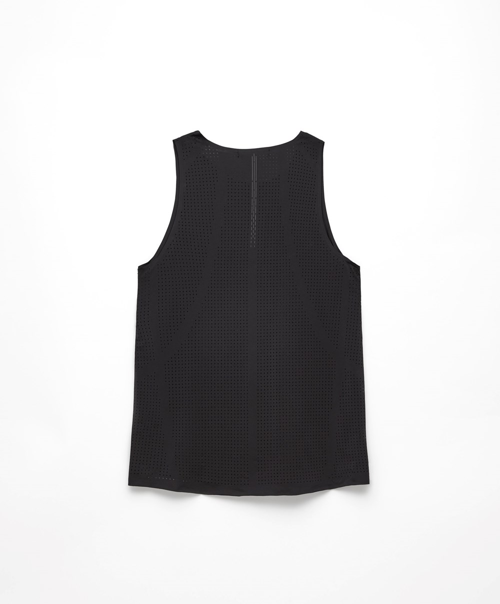 Oysho Microperforated Technical Ujjatlan T-shirt Fekete | JRMOBN-519