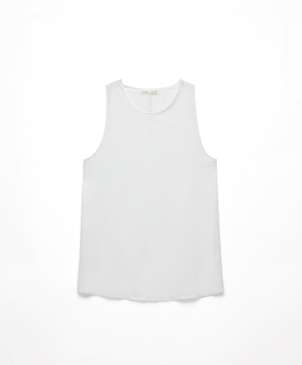 Oysho Microperforated Technical Ujjatlan T-shirt Fehér | YUOWEL-742