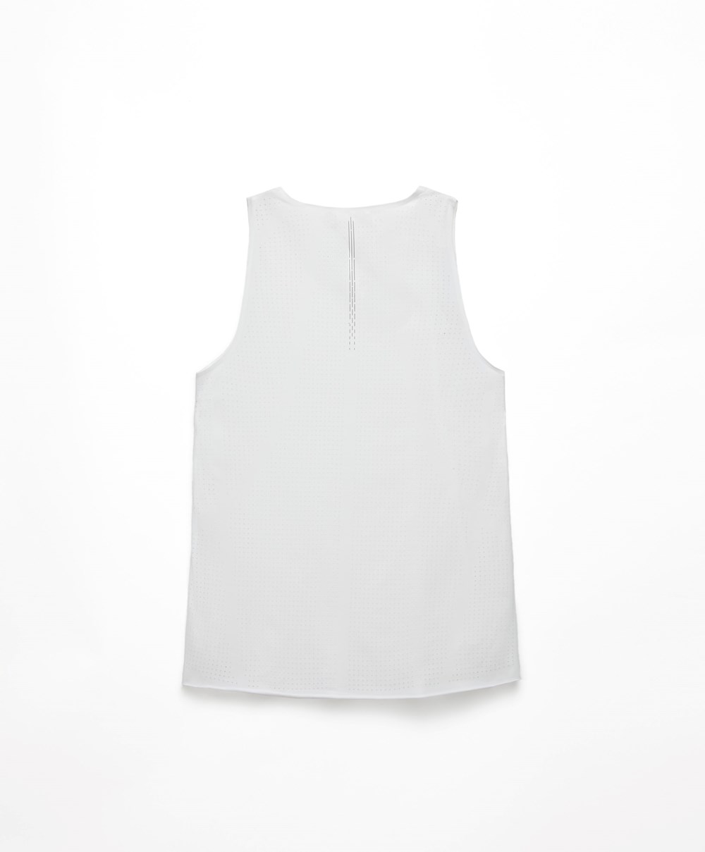 Oysho Microperforated Technical Ujjatlan T-shirt Fehér | YUOWEL-742